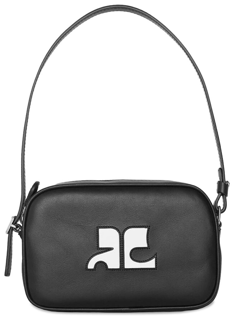 Courreges Slim Leather Camera Bag Black