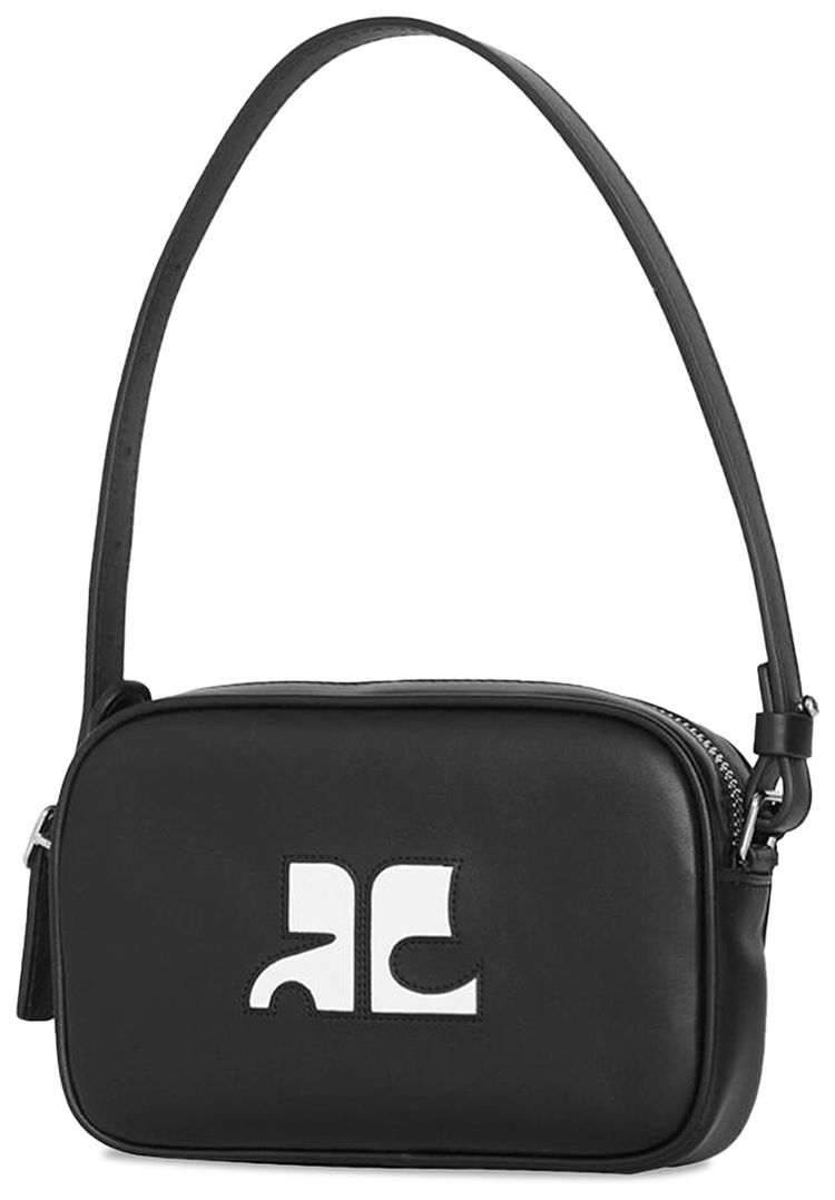 Courreges Slim Leather Camera Bag Black