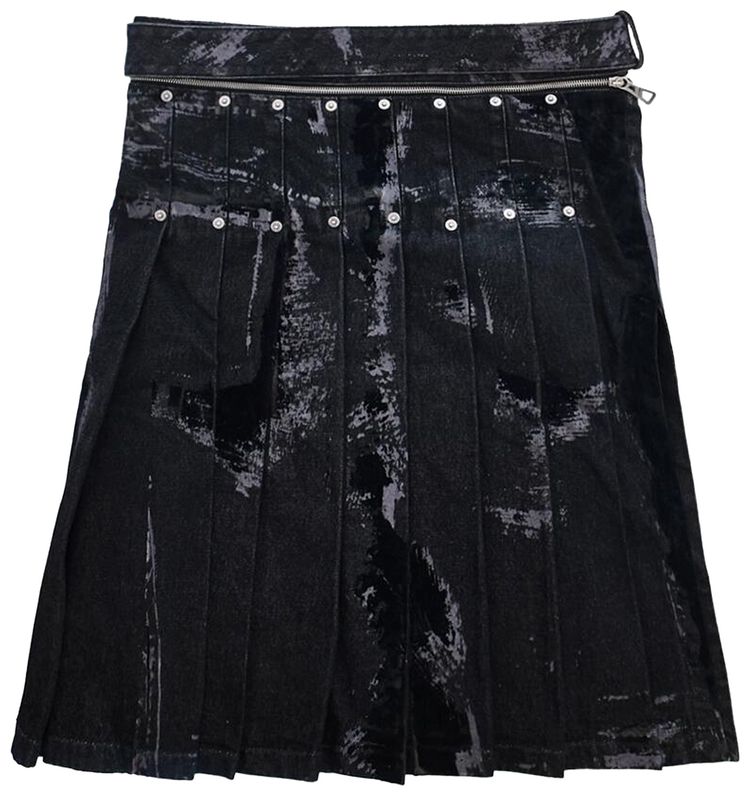 Jean Paul Gaultier Flocked Denim Kilt Black