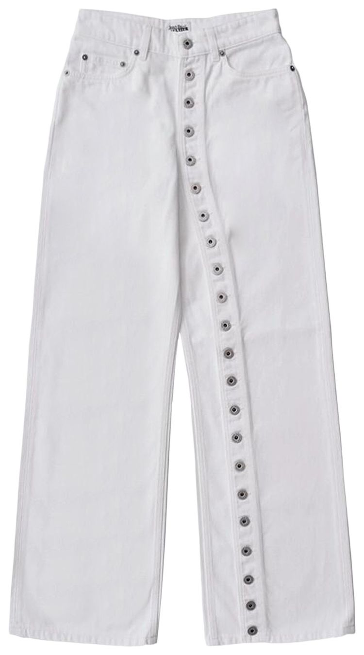 Jean Paul Gaultier Buttoned Denim Jeans White