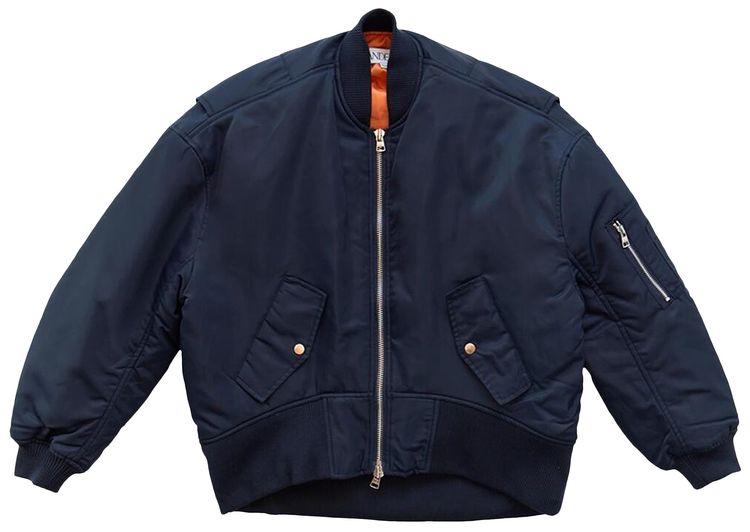 JW Anderson Oversized Curved Hem Bomber Jacket Blue