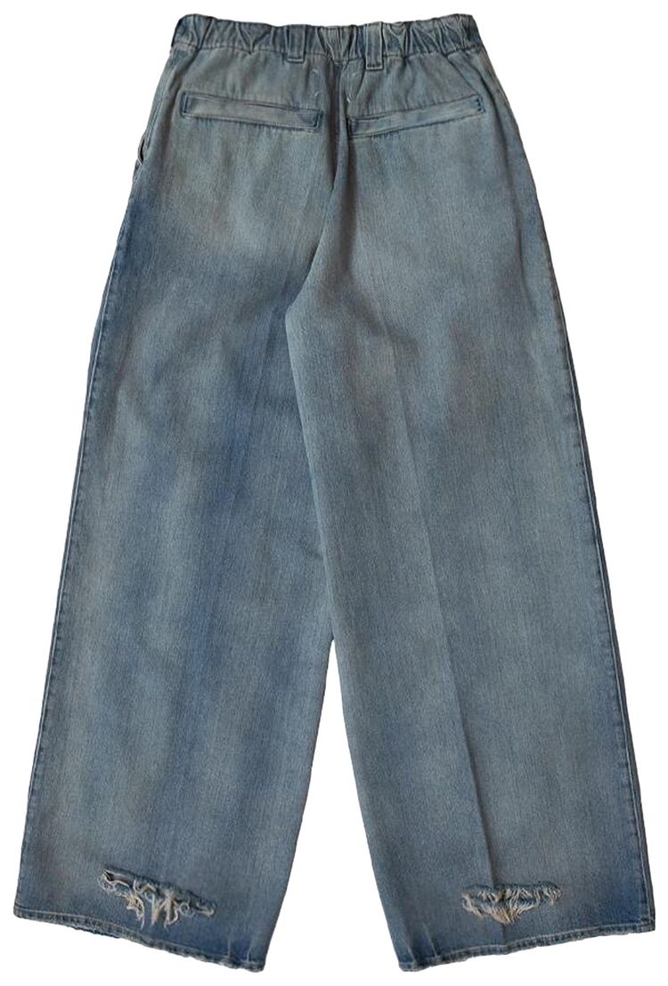 Maison Margiela Pleated Wide Leg Jeans Blue