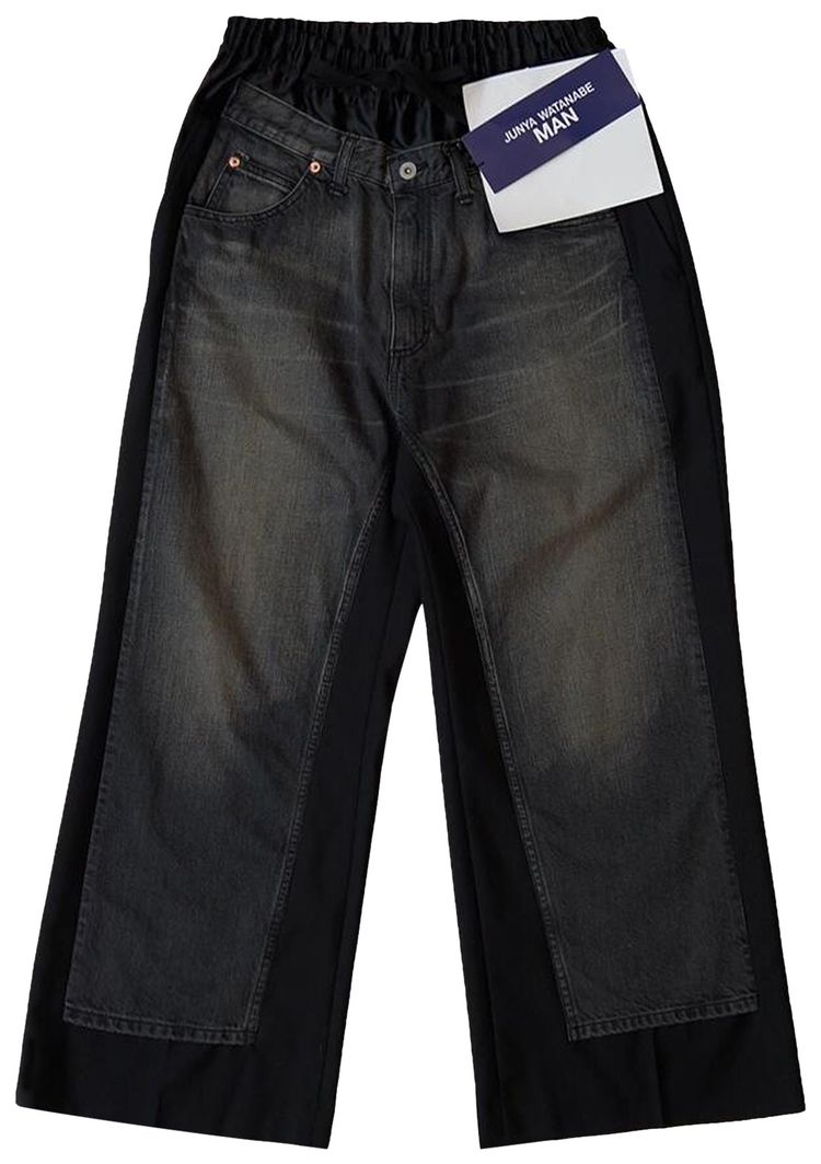 Junya Watanabe MAN Wool Trousers With Denim Panel Black