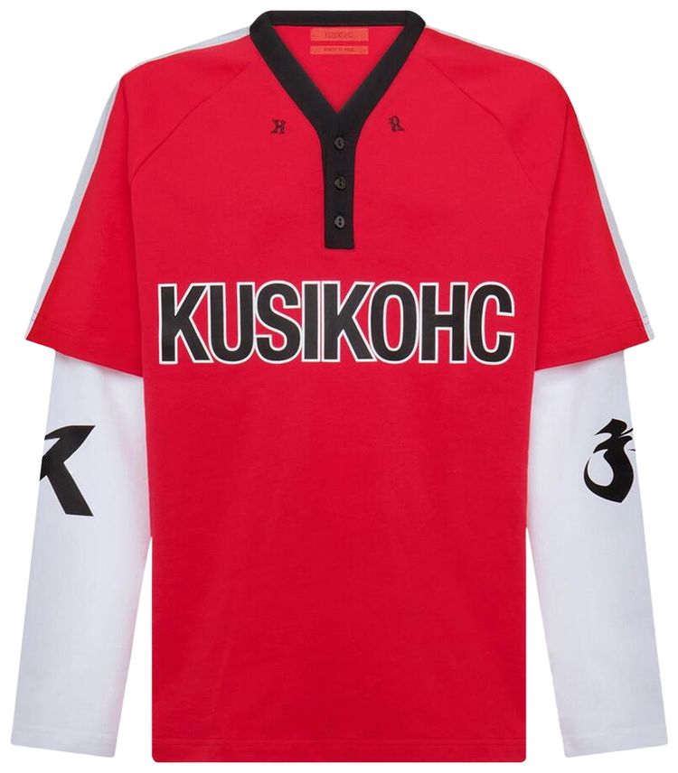 KUSIKOHC Baseball Long Sleeve Polo Red