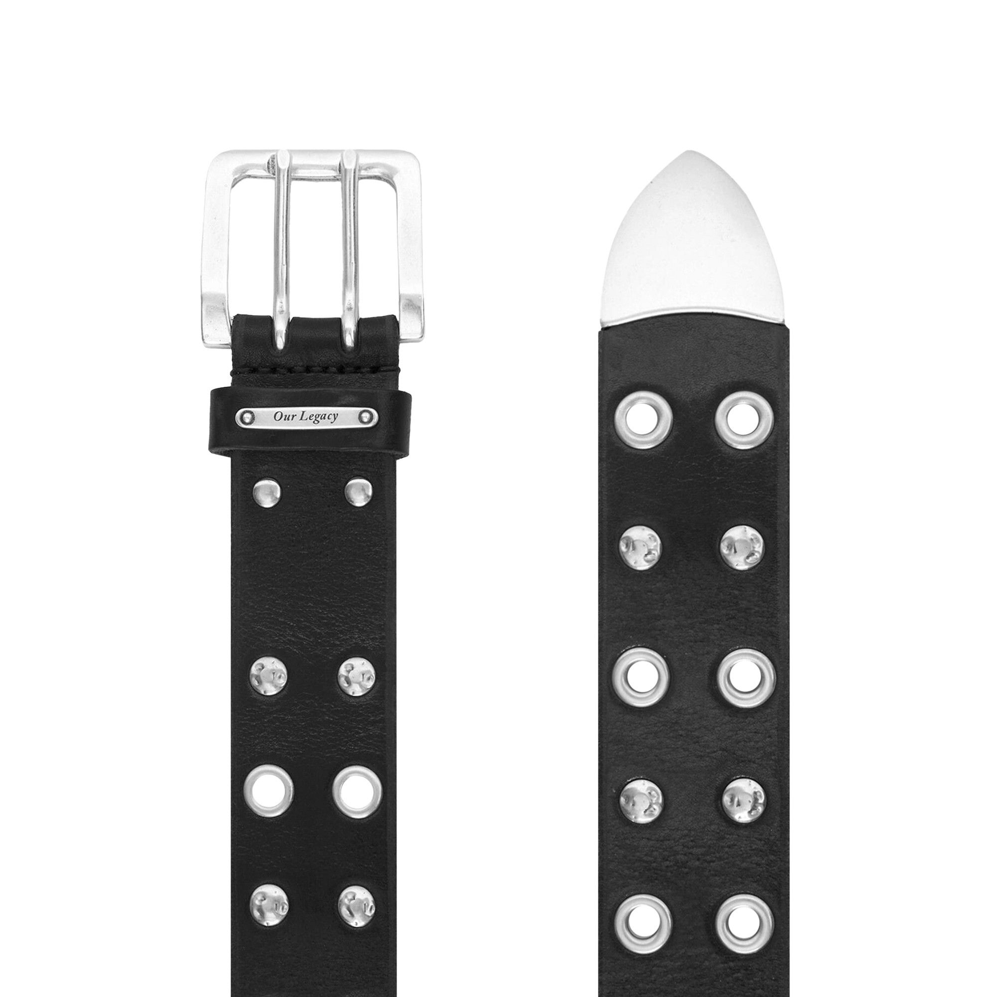 Buy Our Legacy Studded Double Tongue Belt 'Black' - A2258DFL | GOAT