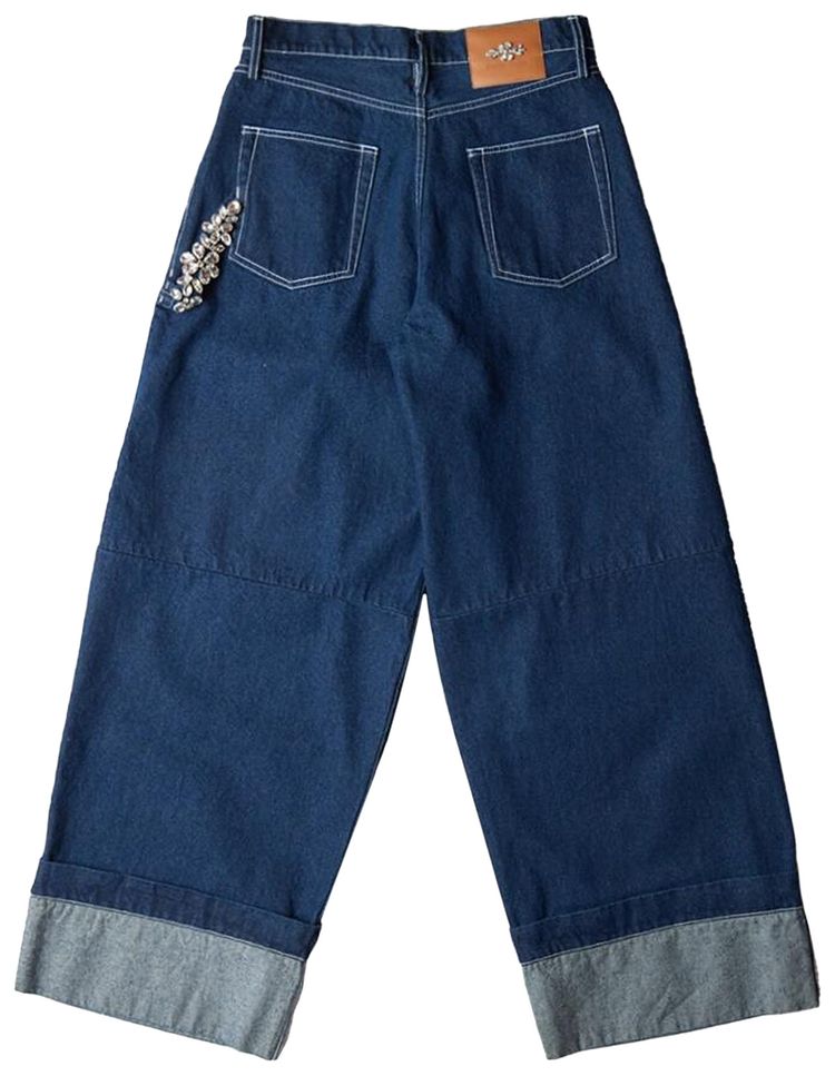 Simone Rocha Embellished Puddle Jeans Blue