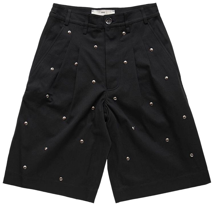 Song for the Mute Metal Bead Single Pleated Shorts Black