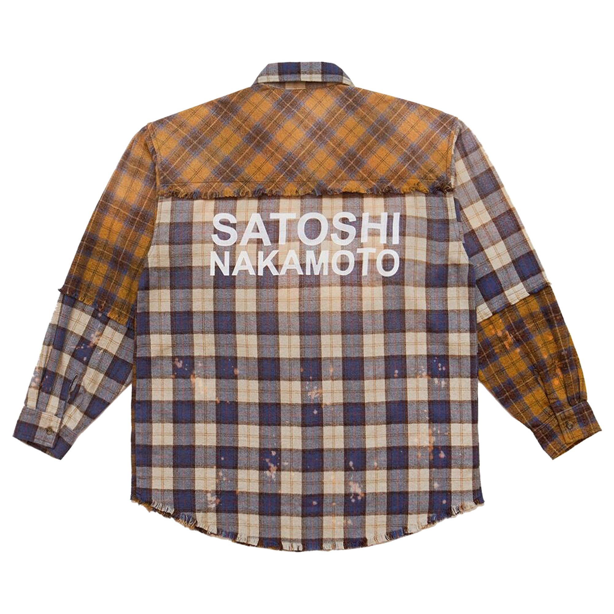 Buy Satoshi Nakamoto Patchwork Logo Flannel Shirt 'Brown