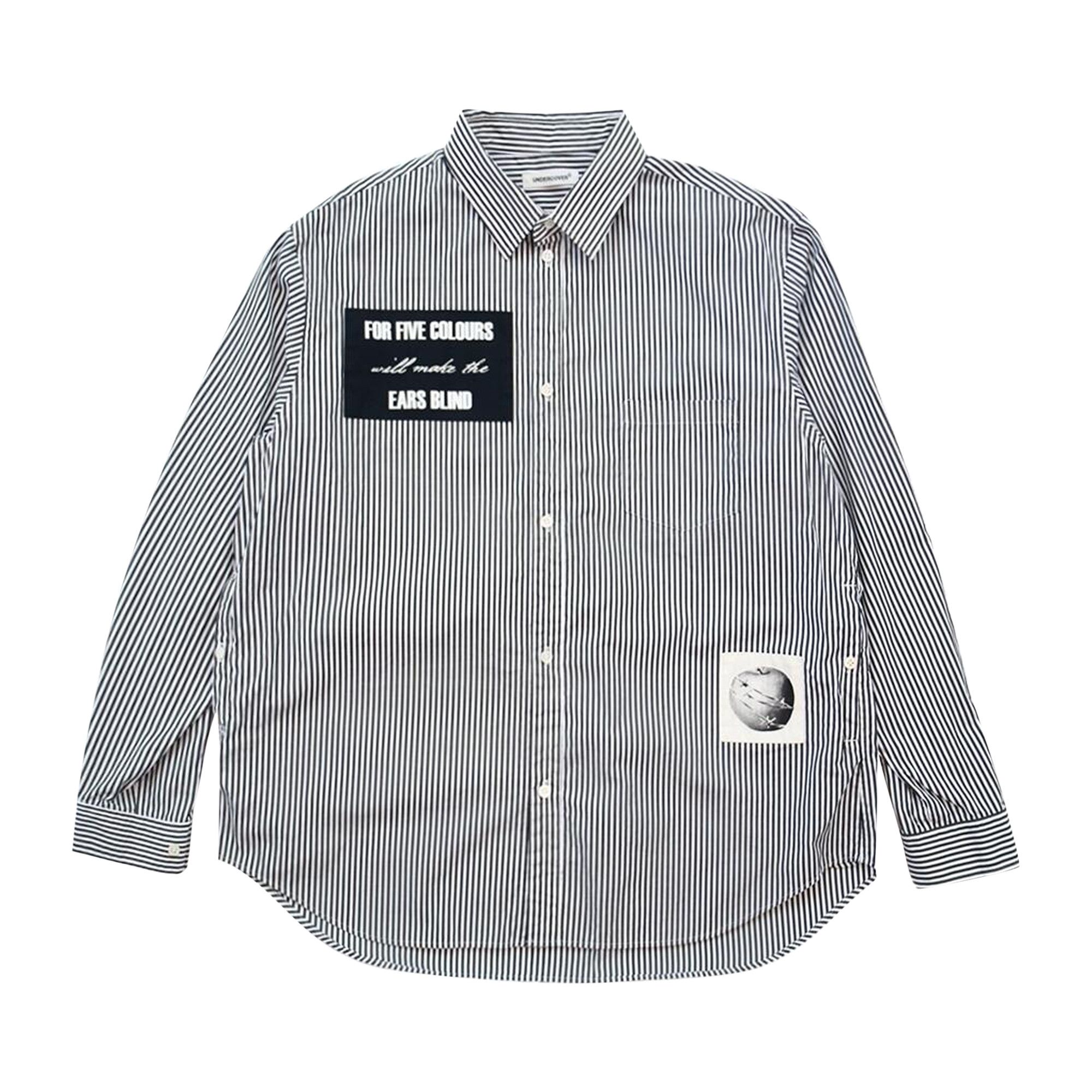 Buy Undercover Patch Striped Shirt 'Black' - UP1E44062 BLAC | GOAT