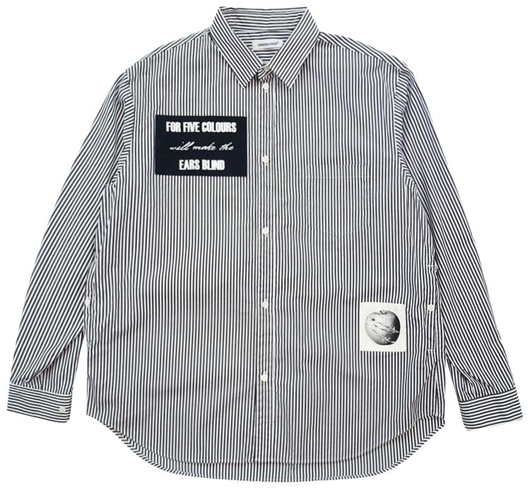 Undercover Patch Striped Shirt Black