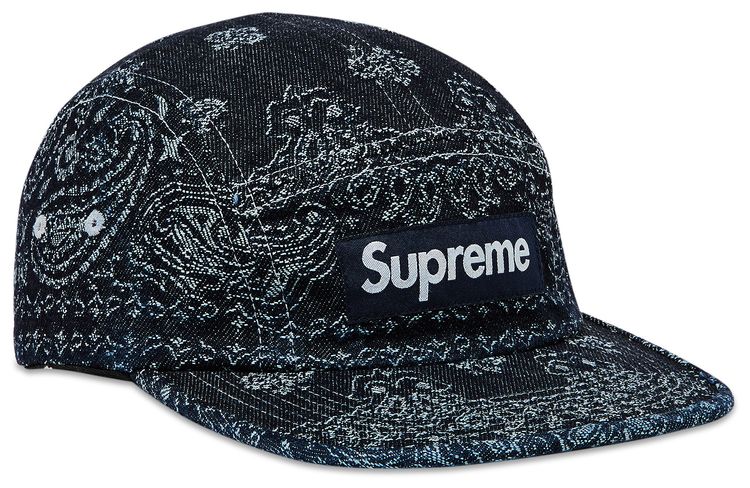 Supreme Bandana Jacquard Denim Camp Cap Indigo