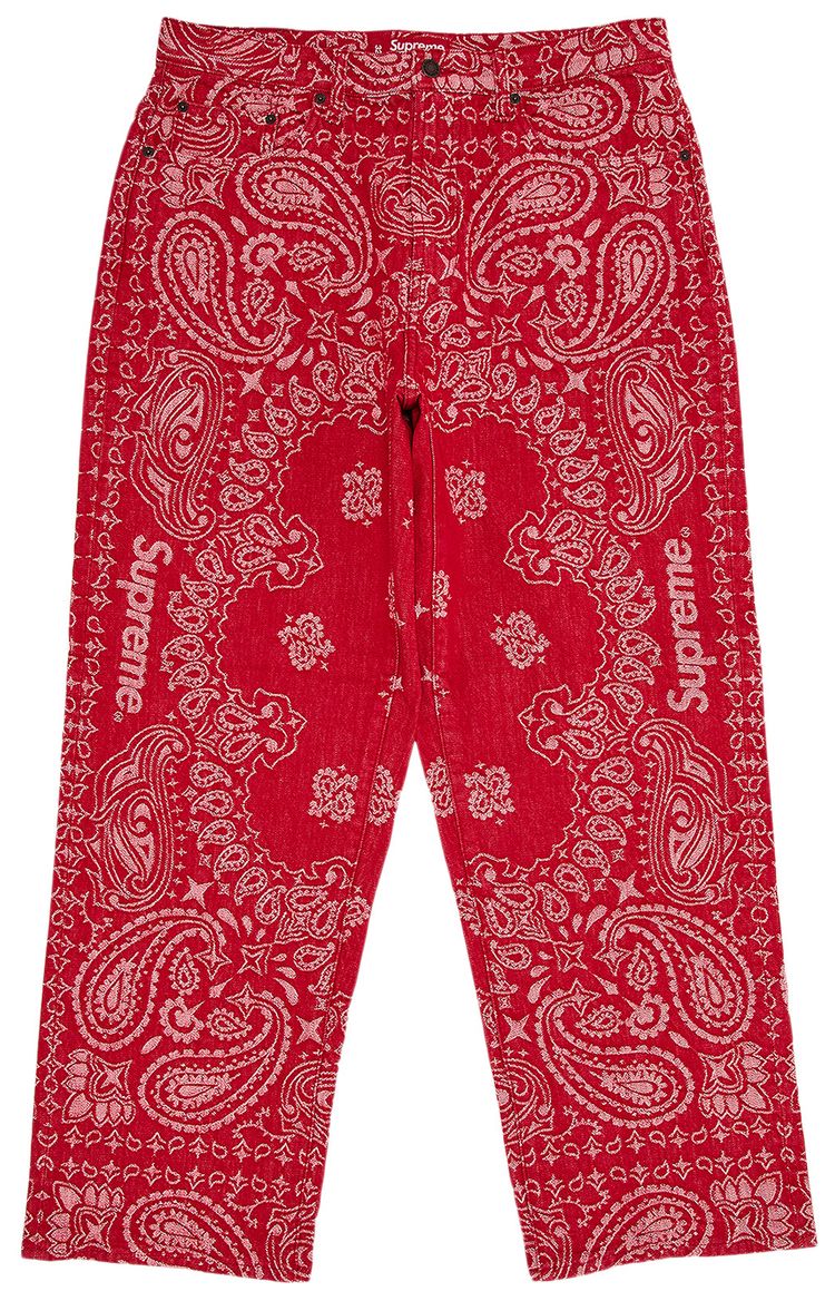 Supreme Bandana Jacquard Baggy Jean Red