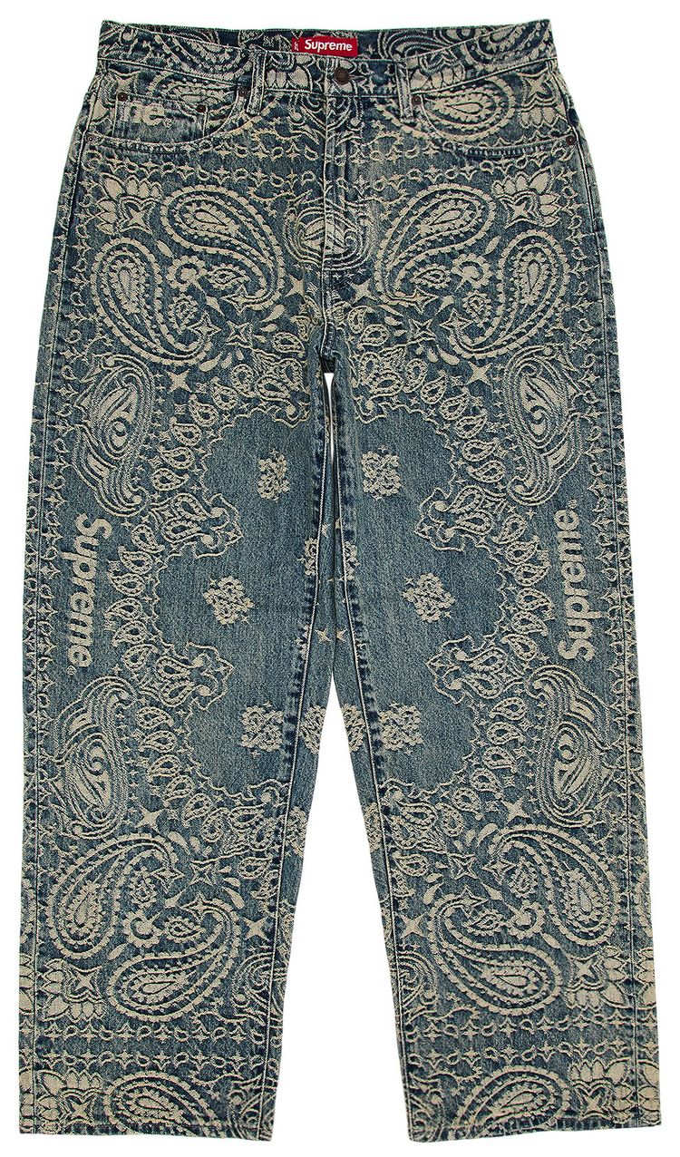 Supreme Bandana Jacquard Baggy Jean Blue