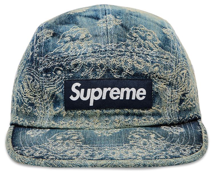 Supreme Bandana Jacquard Denim Camp Cap Blue