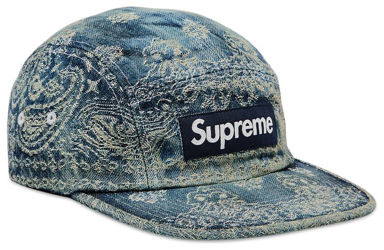 Supreme Bandana Jacquard Denim Camp Cap Blue