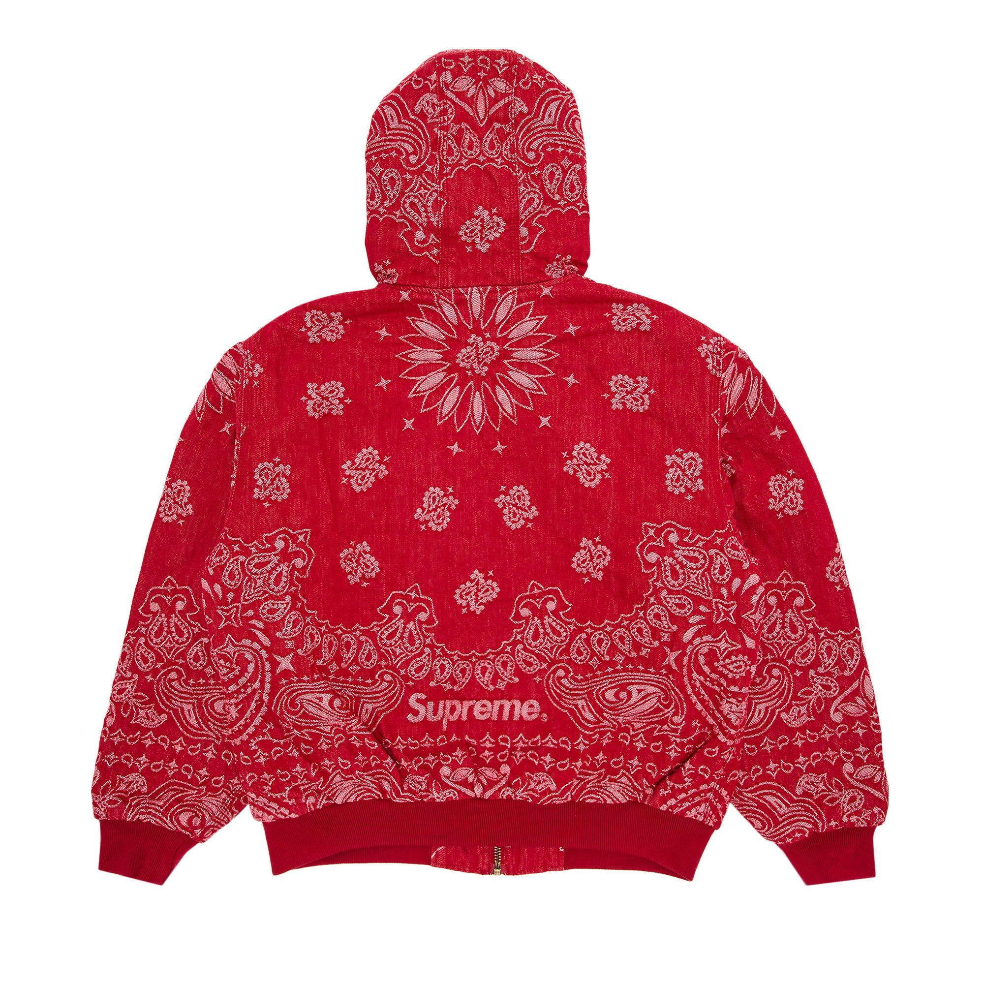 【売れ筋】 Hooded Denim Jacquard Bandana Supreme Buy Work 'Red Jacket パーカー