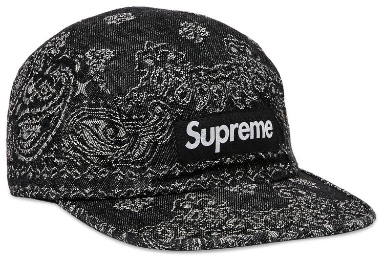 Supreme Bandana Jacquard Denim Camp Cap Black