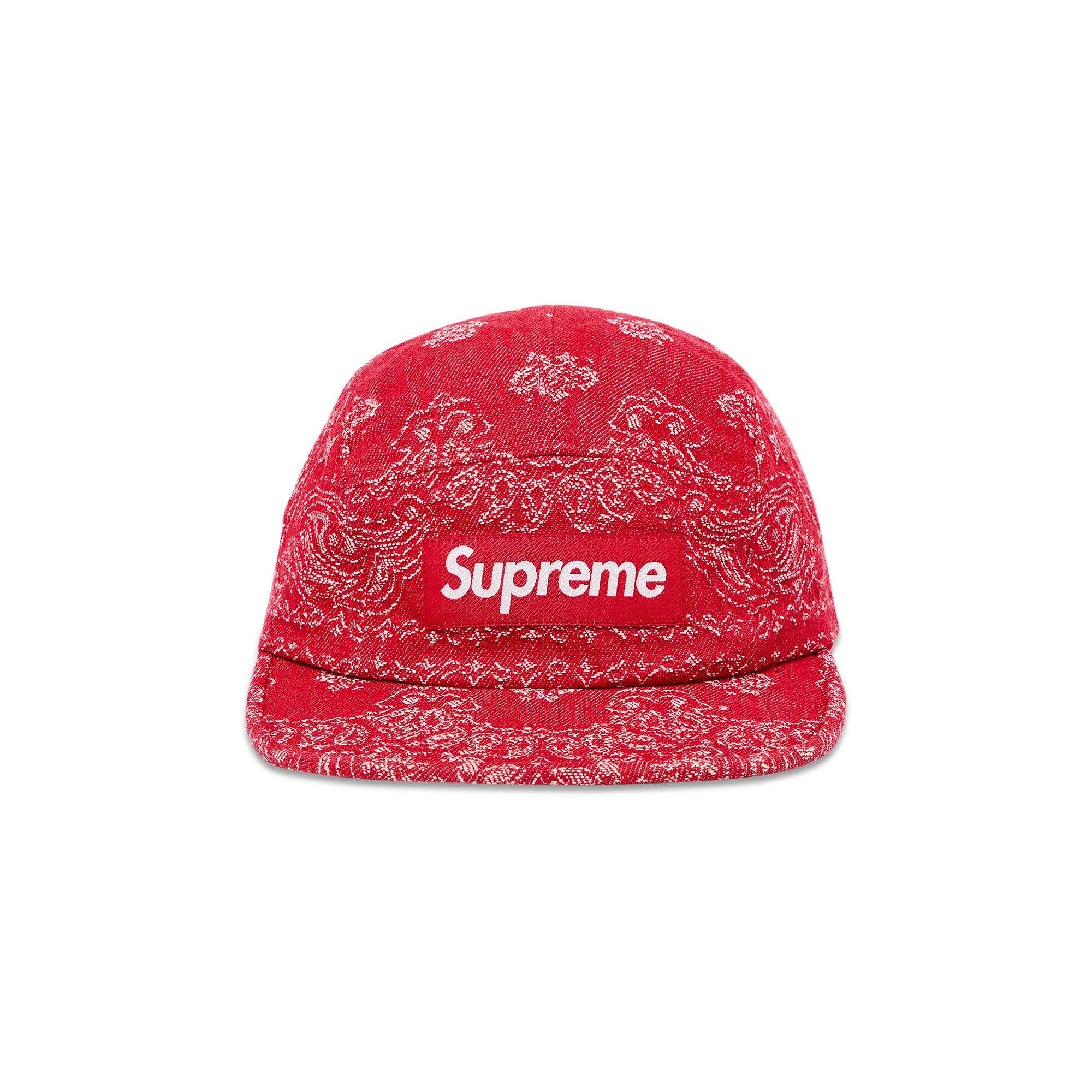 Buy Supreme Bandana Jacquard Denim Camp Cap 'Red' - SS25H86