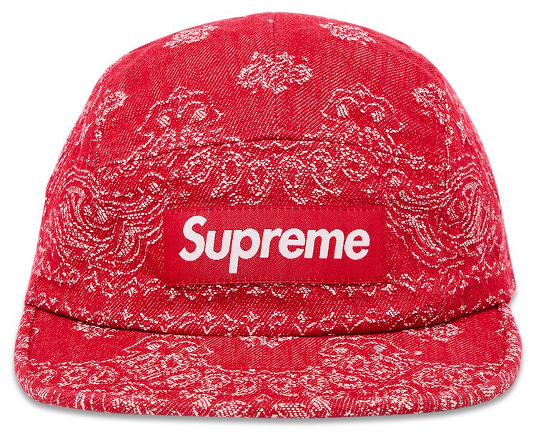 Supreme Bandana Jacquard Denim Camp Cap Red