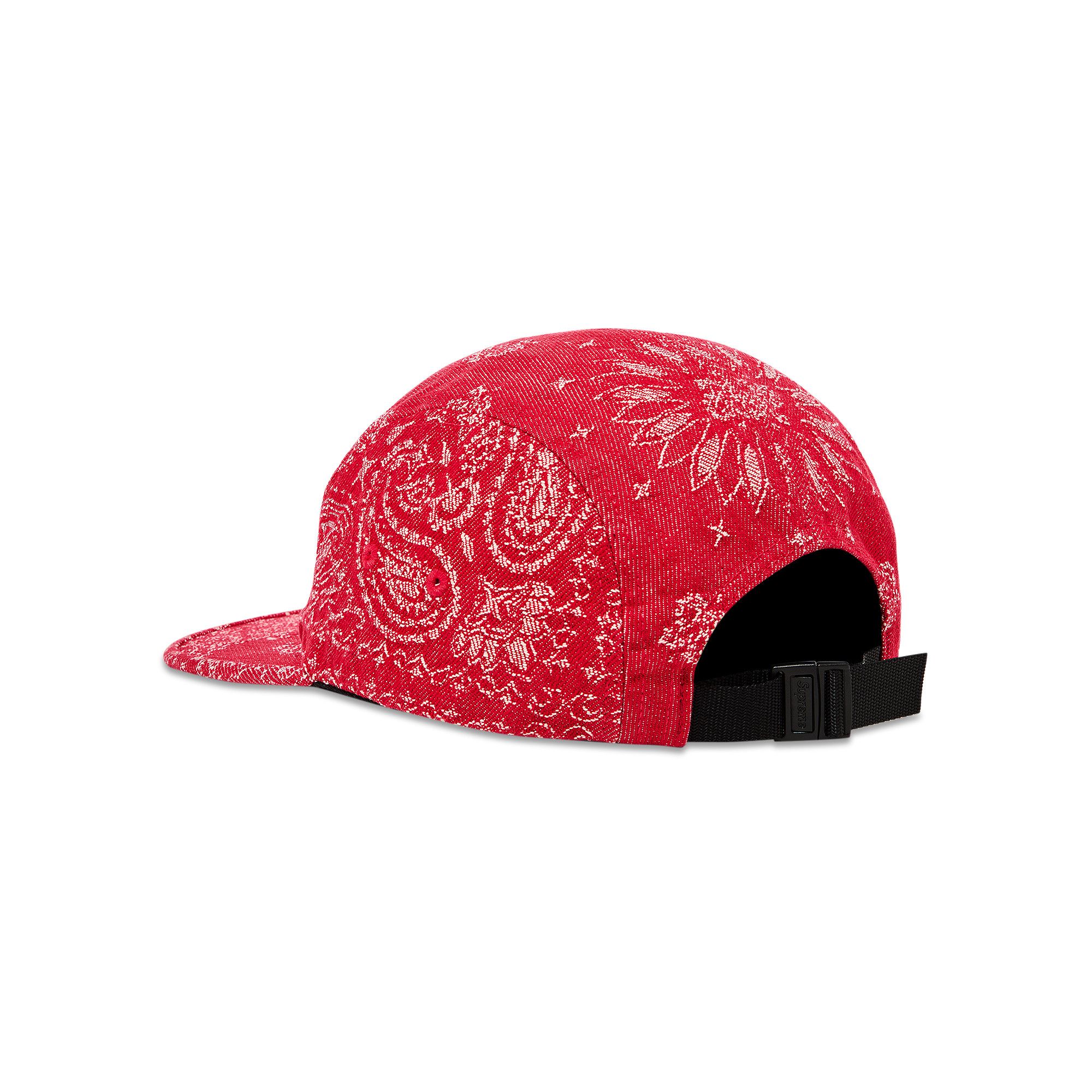 Buy Supreme Bandana Jacquard Denim Camp Cap 'Red' - SS25H86
