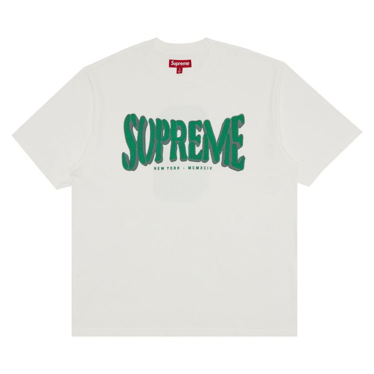 Supreme Flocked Washed Short Sleeve Top White