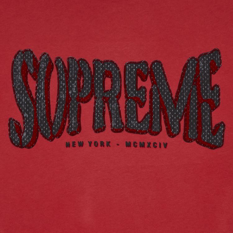 Supreme Flocked Washed Short Sleeve Top Red