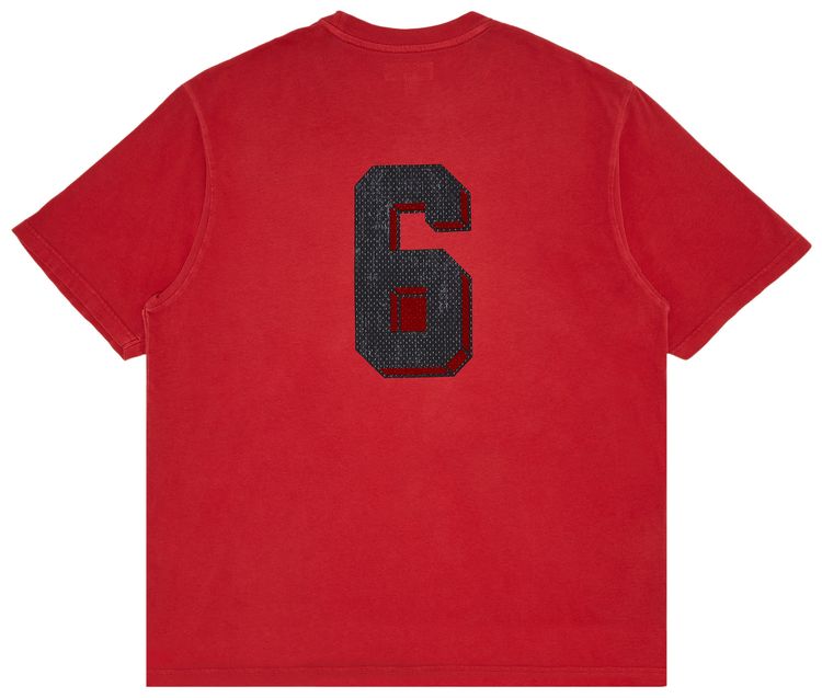 Supreme Flocked Washed Short Sleeve Top Red