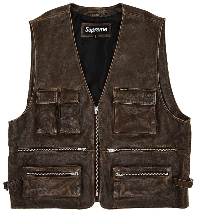 Supreme Leather Cargo Vest Brown