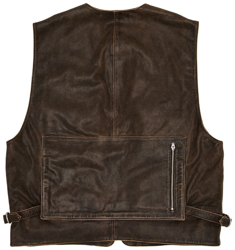 Supreme Leather Cargo Vest Brown