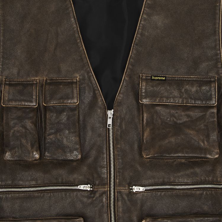 Buy Supreme Leather Cargo Vest 'Brown' SS25J82 BROWN GOAT SA
