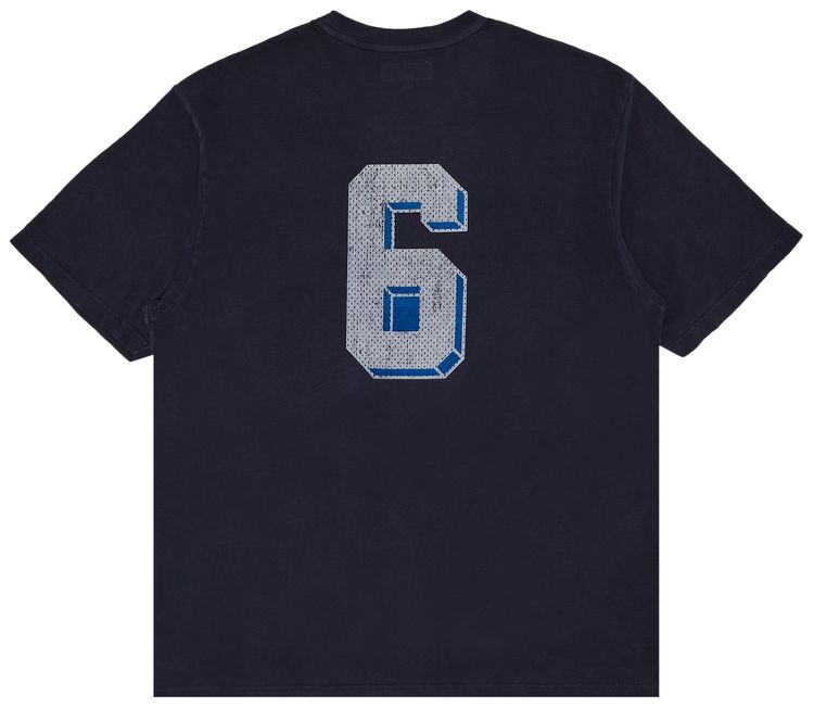 Supreme Flocked Washed Short Sleeve Top Dusty Navy