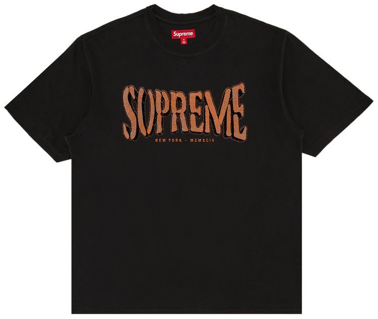 Supreme Flocked Washed Short Sleeve Top Black