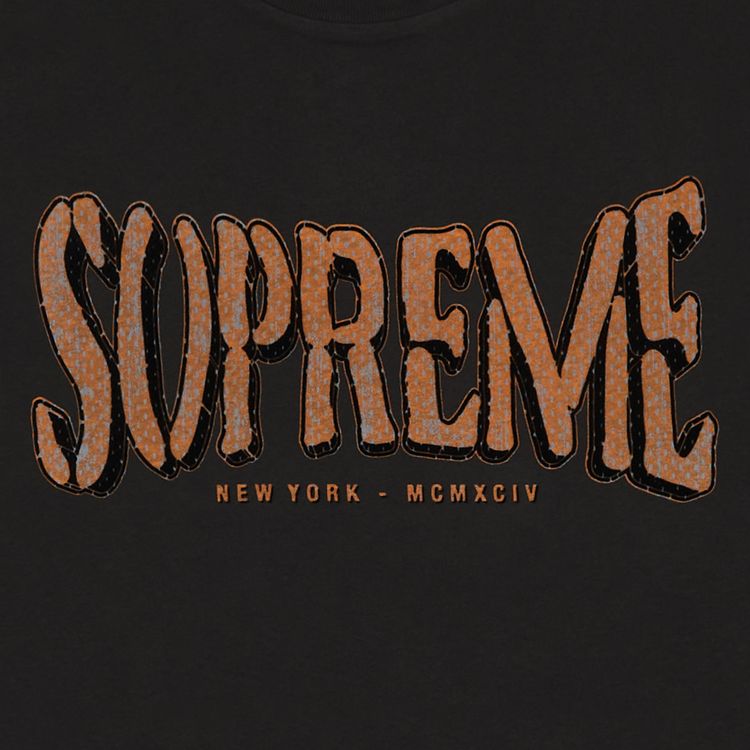 Supreme Flocked Washed Short Sleeve Top Black