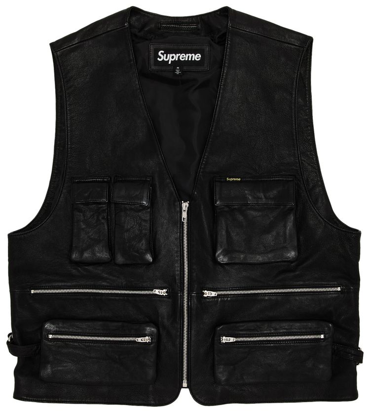 Supreme Leather Cargo Vest Black