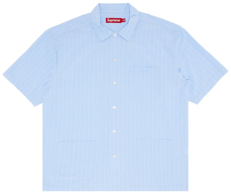 Supreme Stripe Short Sleeve Pajama Shirt Light Blue