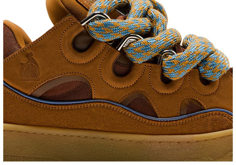 Lanvin Curb Sneakers Snake Laces   Camel