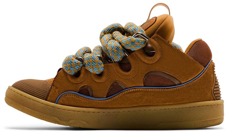 Lanvin Curb Sneakers Snake Laces   Camel