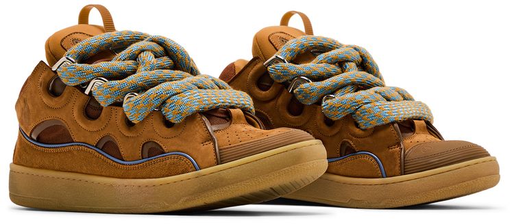Lanvin Curb Sneakers Snake Laces   Camel