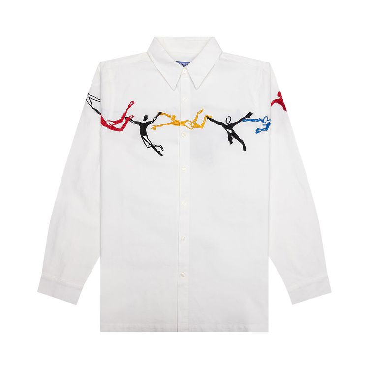 KidSuper Embroidered Figures Button Up White