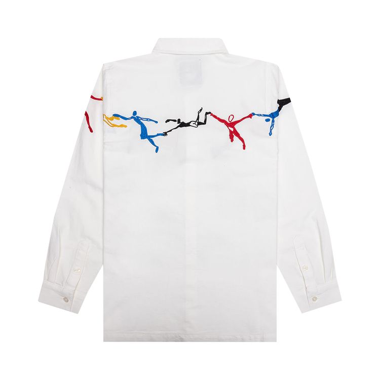 KidSuper Embroidered Figures Button Up White