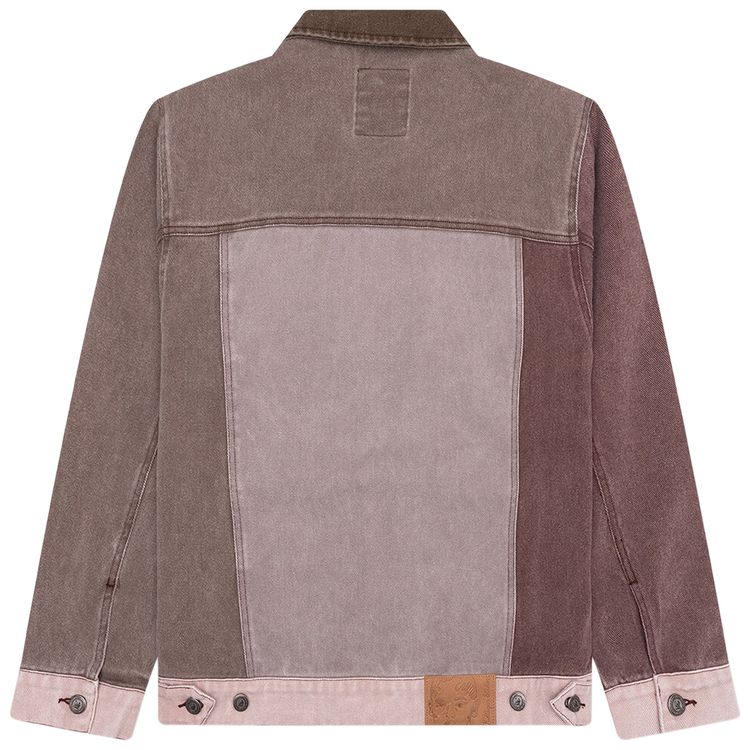 KidSuper Patchwork Face Colorblocked Twill Jacket BrownMulticolor