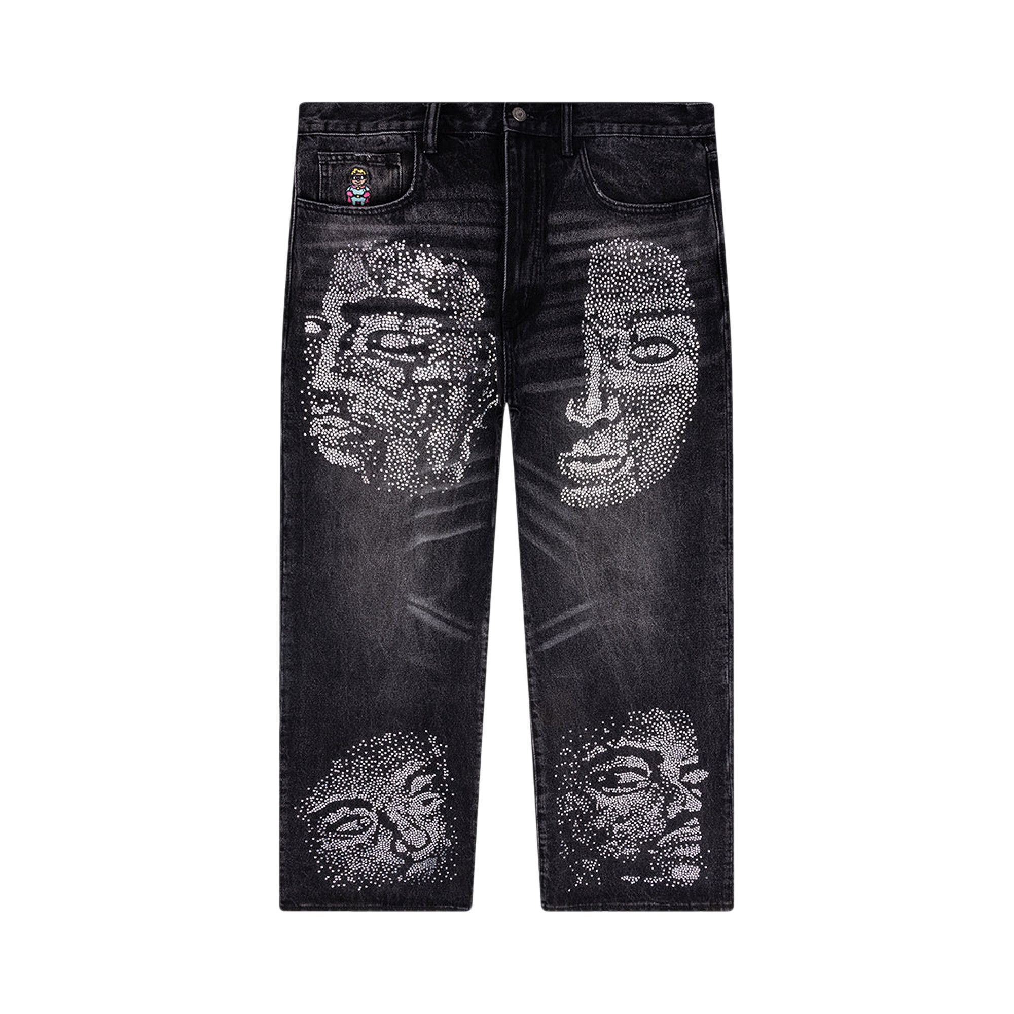 Buy KidSuper Rhinestone Face Jeans 'Black' - SS25 PT 24 BLAC Buy KidSuper Rhinestone Face Jeans 'Black' - SS25 PT 24 BLAC
