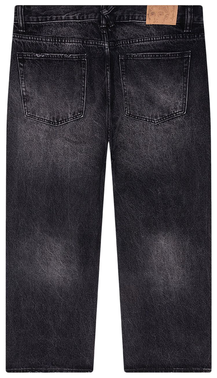 KidSuper Rhinestone Face Jeans Black