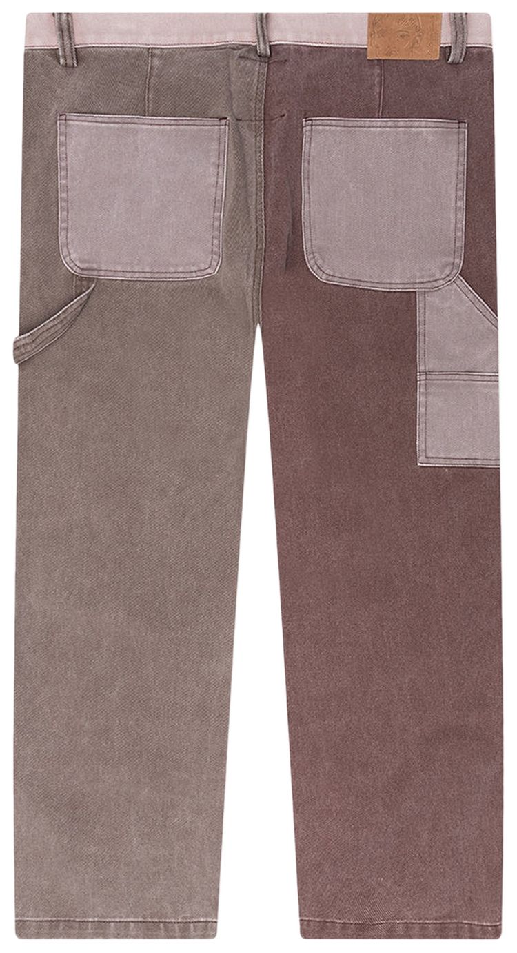KidSuper Patchwork Face Double Knee Pant BrownMulticolor