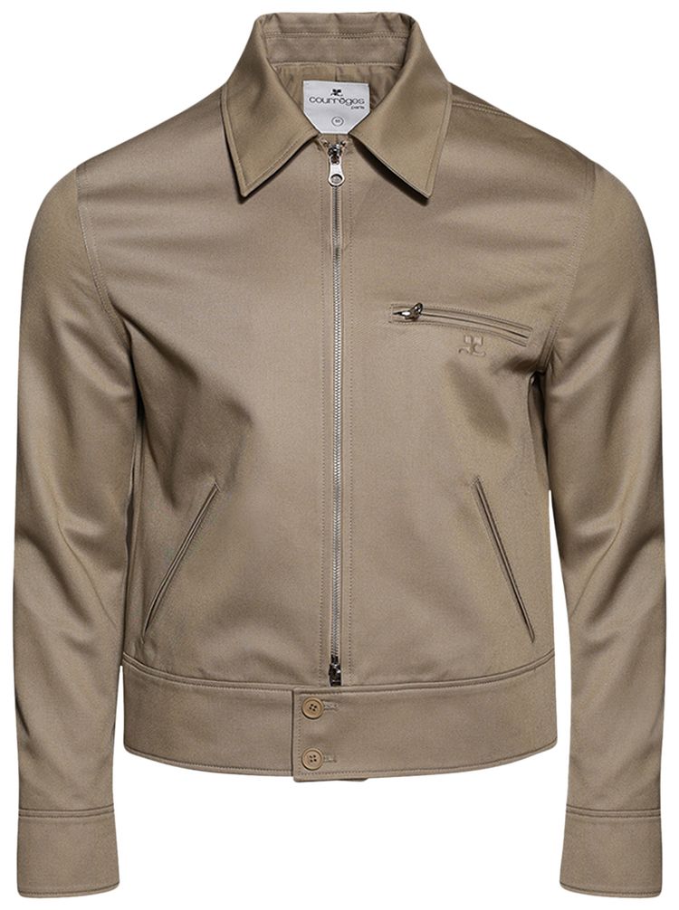 Courreges Logo Patch Zip Up Jacket Beige