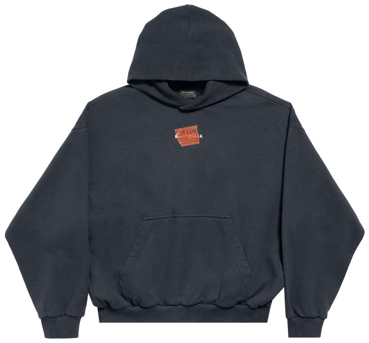Balenciaga Taped Back Hoodie Faded BlackWhiteRed