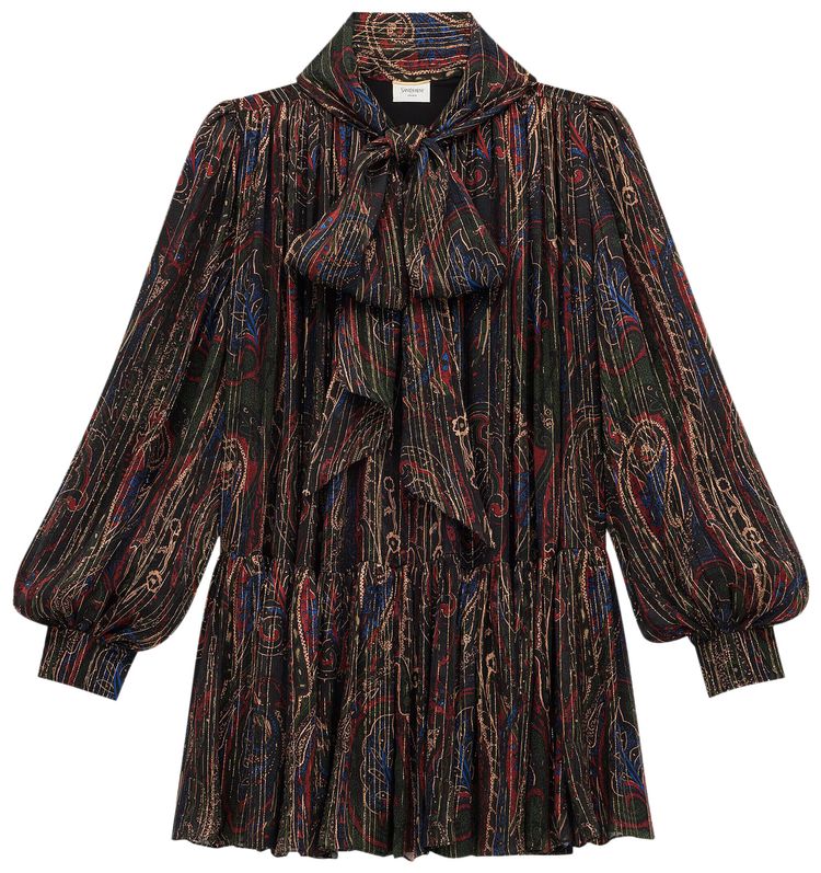 Saint Laurent Lavalliere Dress BlackMulticolor