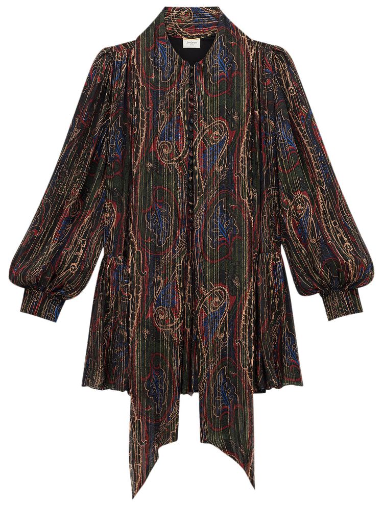 Saint Laurent Lavalliere Dress BlackMulticolor