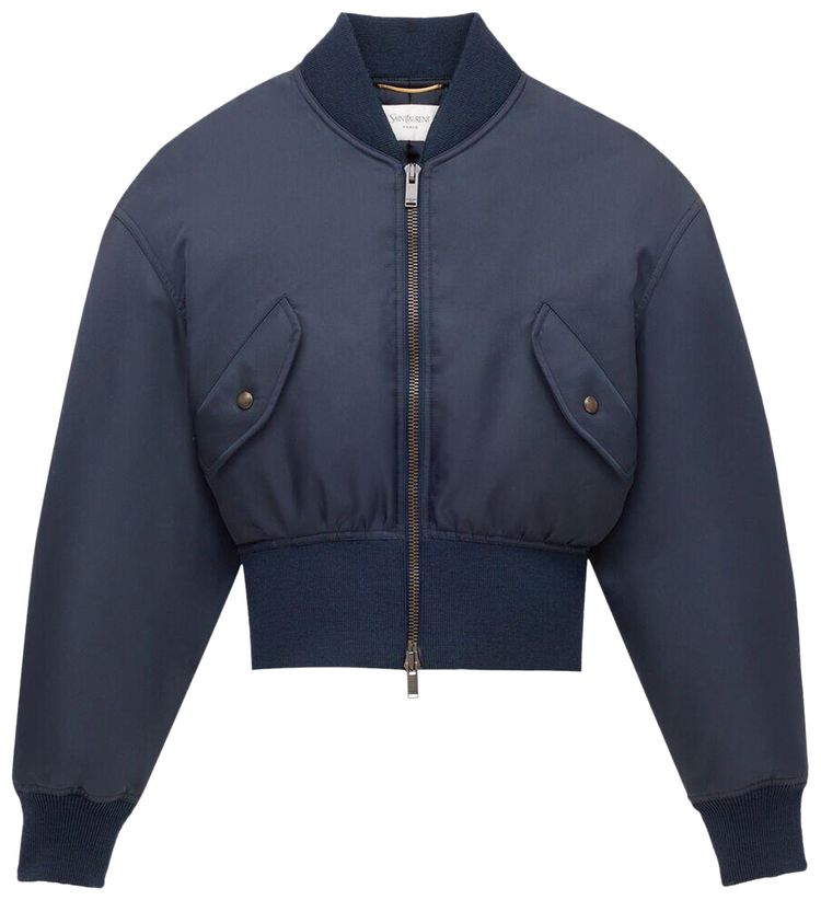 Saint Laurent Shell Bomber Jacket Marine