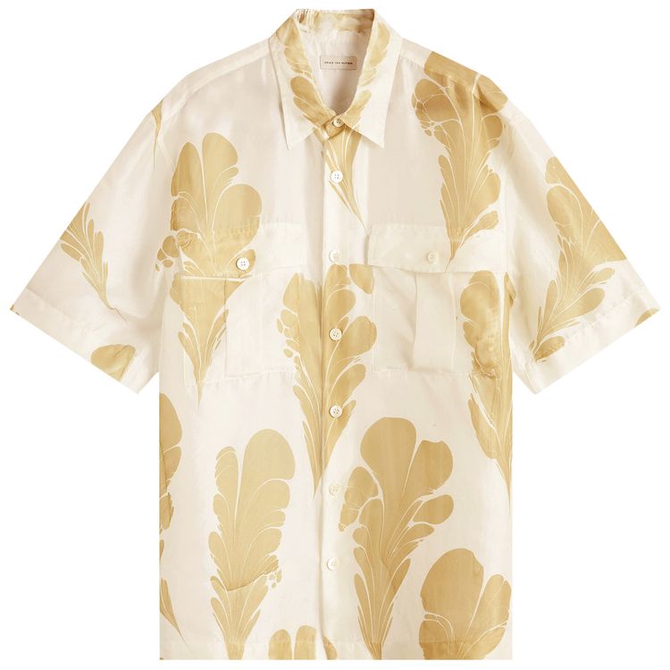 Dries Van Noten Cass Japanese Print Vacation Shirt Cream